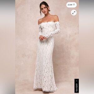 Lulus Elegant White Lace Off-Shoulder Dress